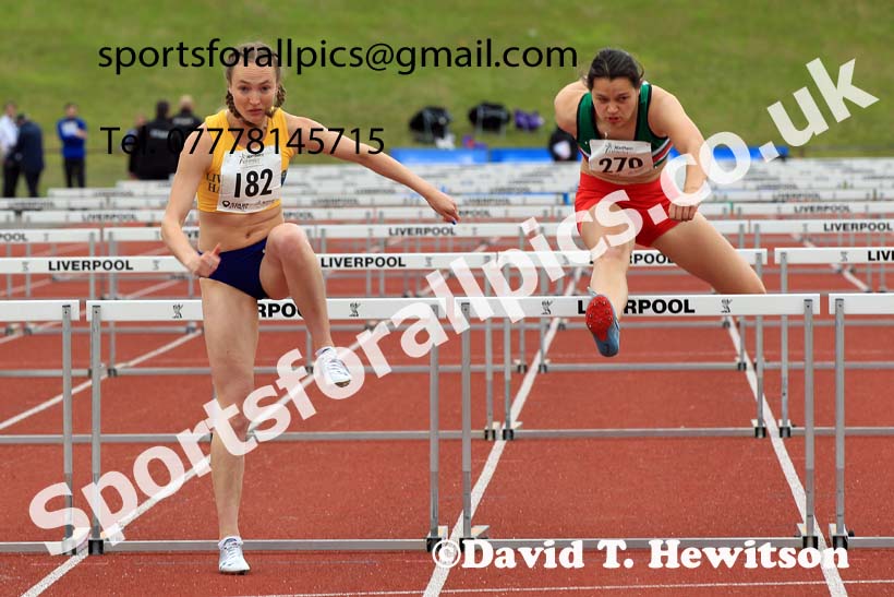 Senior womens 100 metres hurdles, 2022 Northern Senior and Under-20 Champs., Wavertree Athletics Centre, Liverpool. Photo: David T. Hewitson/Sports for All Pics